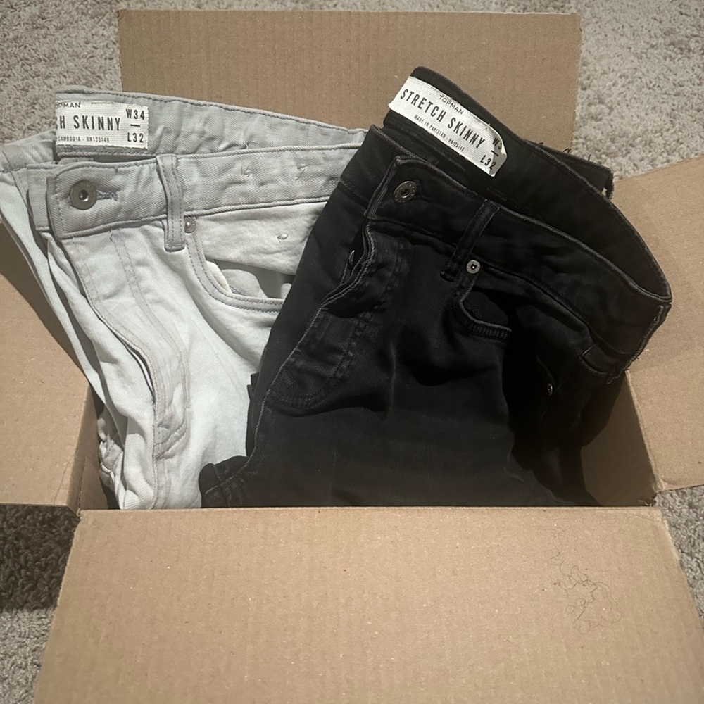 Black and Gray Skinny Jeans with Denim